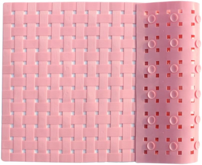 ALL PRIDE Bathtub and Shower Mat, Non Slip, Machine Washable, Woven Design, Best Choice for Kids Bath Mat for Tub and Shower, 27 x15 Inch, Pink