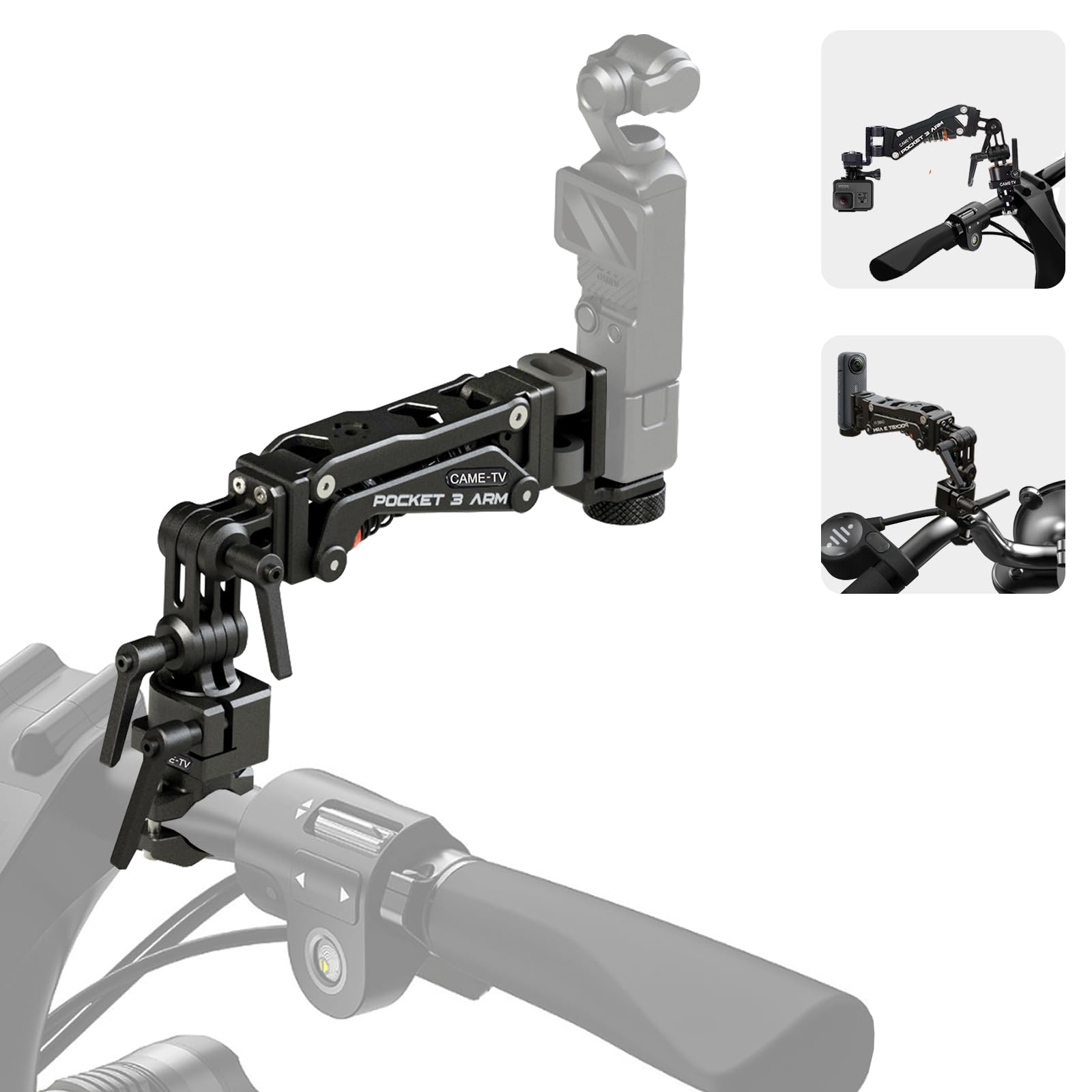 Came-TV アクションカメラマウント バイク・自転車・オートバイ用 ハンドルマウント カメラホルダー 衝撃吸収 アルミ製 1/4ネジ付き 360 Came-TV アクションカメラマウント バイク・自転車・オートバイ用