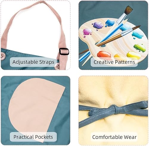 Miniatura 4 de Delantal para niños, paquete de 2 delantales de pintura para niños y niñas, delantales para niños, pintura, cocina, horneado, arte y manualidades
