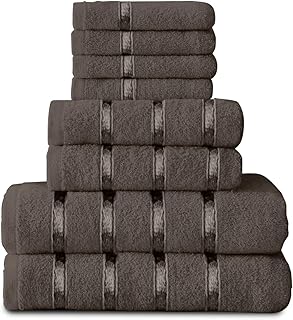 GC GAVENO CAVAILIA 8 Piece Towel Set, Quick Dry Highly Absorbent Cotton Towel Sets Bathroom, Dark Grey Towel Bale Set 450 GSM, 4x Face Towel 2x Hand Towels 2x Bath Towels