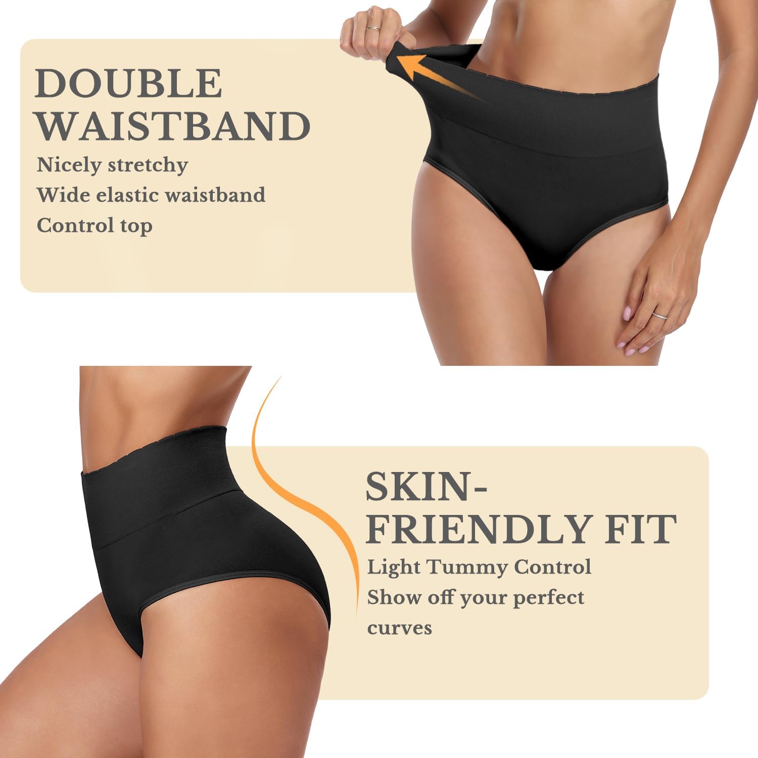 8-Pack Women's Underwear High Waist Briefs Full Coverage Seamless Soft Strech Ladies Panties