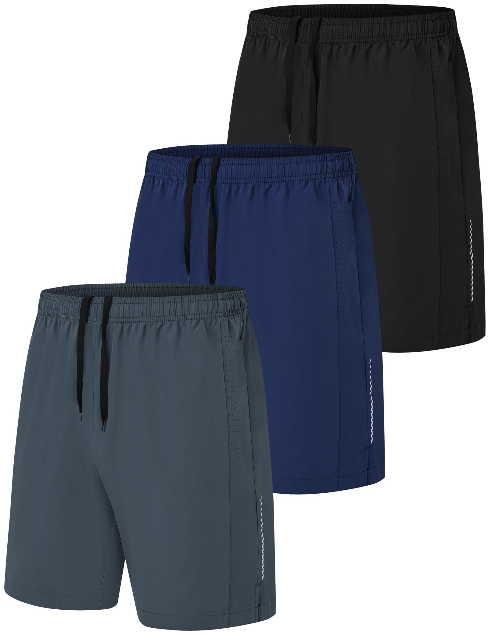 Zoofly 3er Pack Sporthose Kurze Herren Sommer Sport Shorts Mit Reißverschlusstaschen Elastische Fussball Fitness Tennis Hose Männer