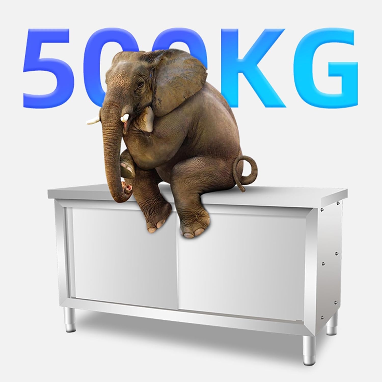 Sliding Door Stainless Steel Work Table Storage Cabinet Chopping Table Kitchen Commercial Prep Table Multifunctional Utility Work Table Metal Table with Adjustable Legs