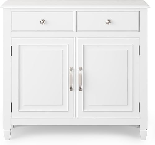 Miniatura 5 de SIMPLIHOME Connaught SOLID WOOD 40 inch Wide Traditional Entryway Storage Cabinet in White, with 2 Drawers, 2 Doors, Adjustable Shelves