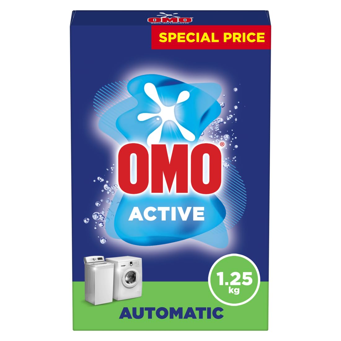 Automatic Powder Laundry Detergent, Active,up to 100% stain removal in 1 wash* , 1.25 kg , Packaging may vary