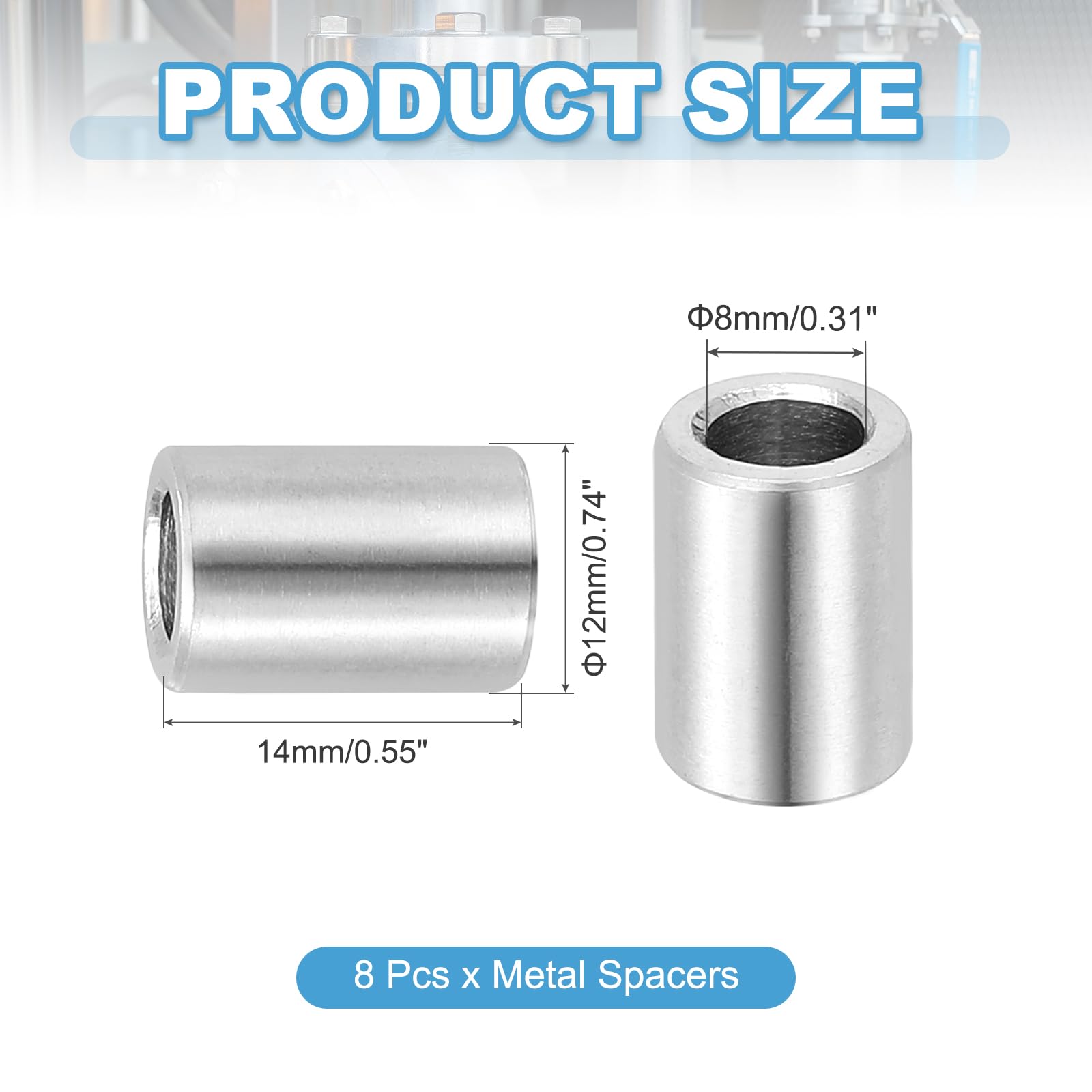PATIKIL 8 Pcs Stainless Steel Spacers - Image 2