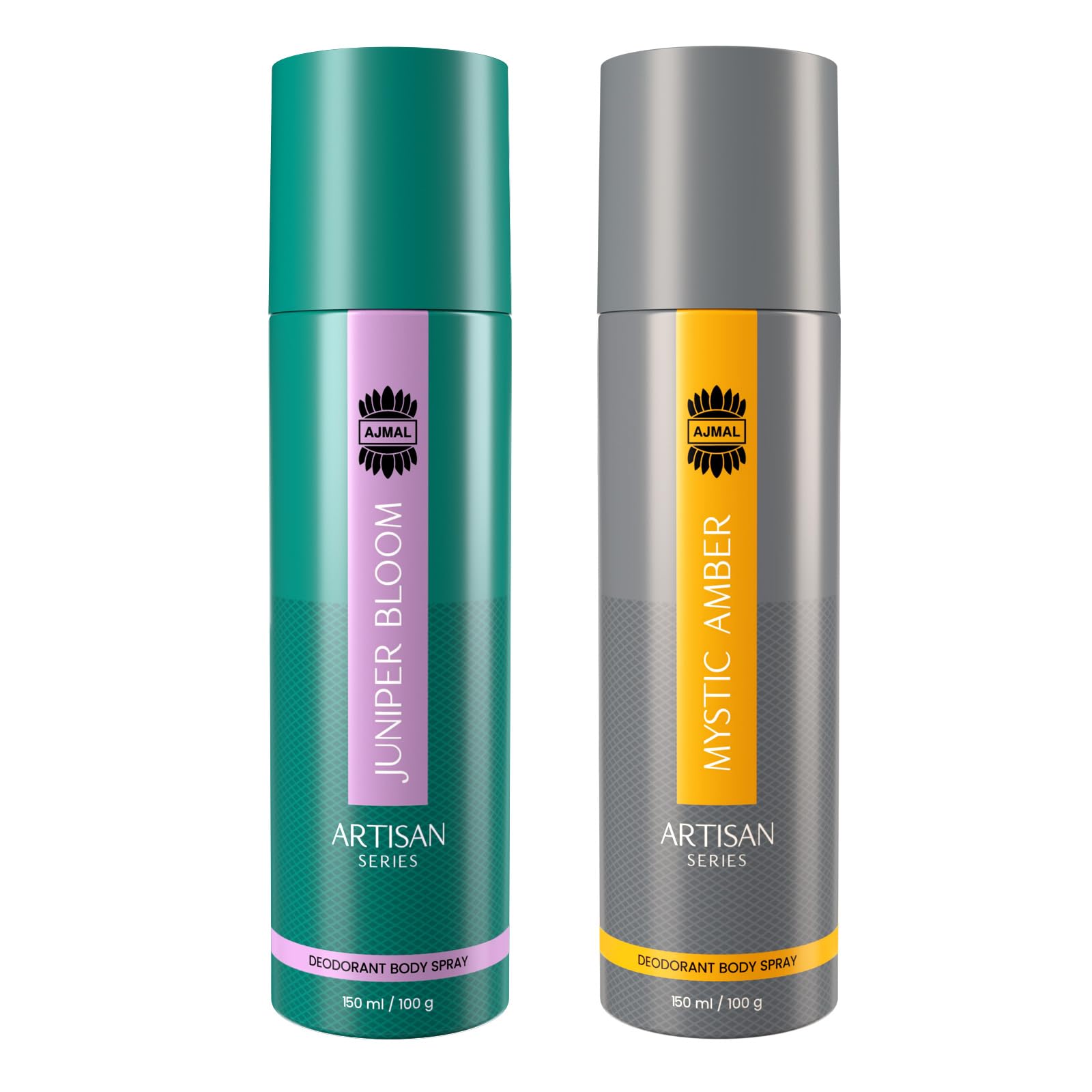 AJMAL ARTISAN - JUNIPER BLOOM & MYSTIC AMBER DEODORANT PERFUME 150ML LONGLASTING SPRAY GIFT FOR MEN AND WOMEN ONLINE EXCLUSIVE