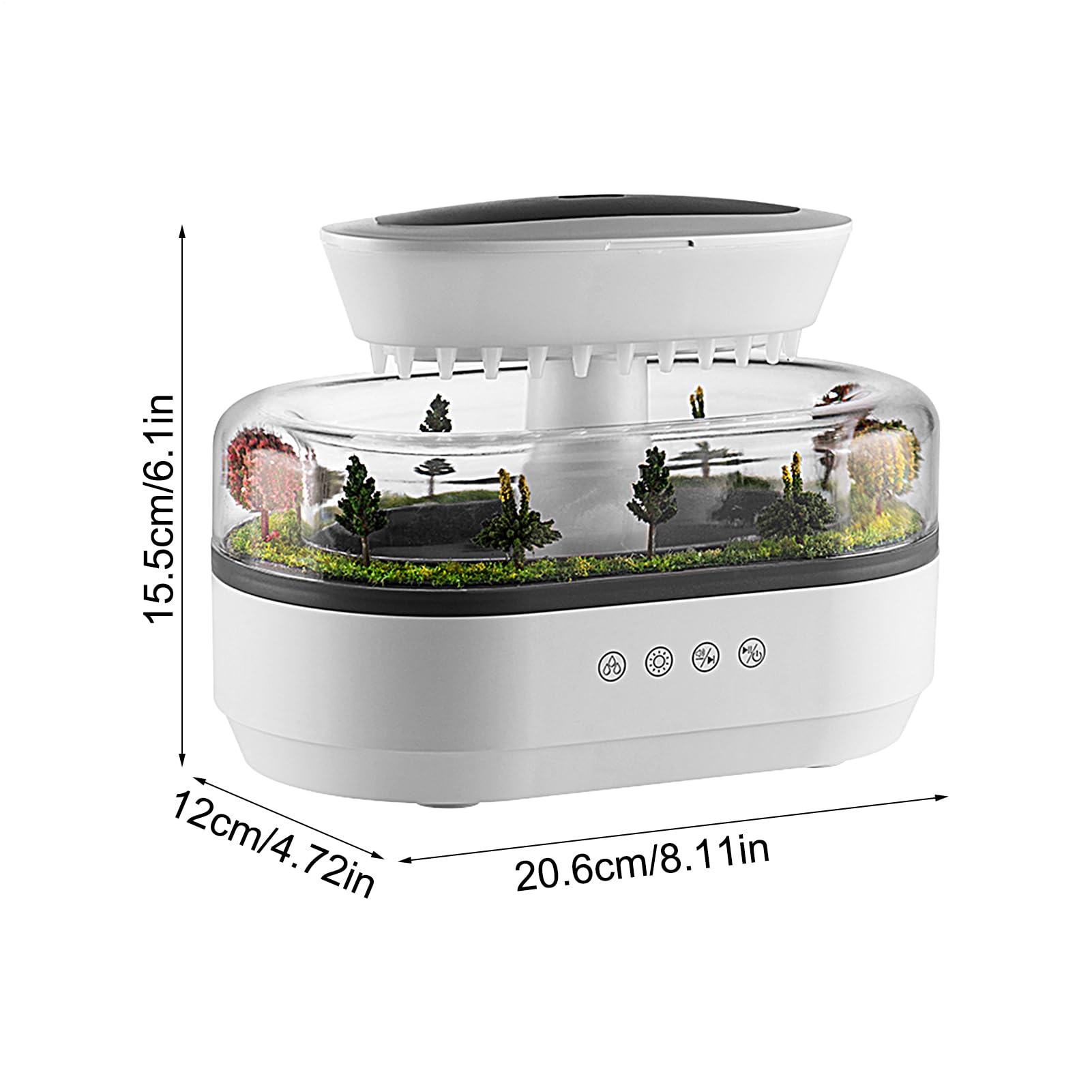 Diffusore di oli per aromaterapia con alberi, umidificatore moderno a forma di goccia di pioggia e dispenser di olio, 7 luci d'atmosfera, serbatoio 'acqua da 300 ml, umidificatore ad ultrasuoni | Umidificatore Rilassante per Stanza per Casa Appartamento U