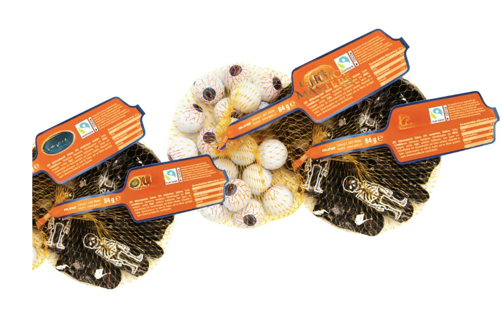 HALLOWEEN CHOCOLATE GHOST SKELETON EYEBALL MILK CHOCOLATE MIX IN NET 3 x 100 G (Skeleton/Eyeball)