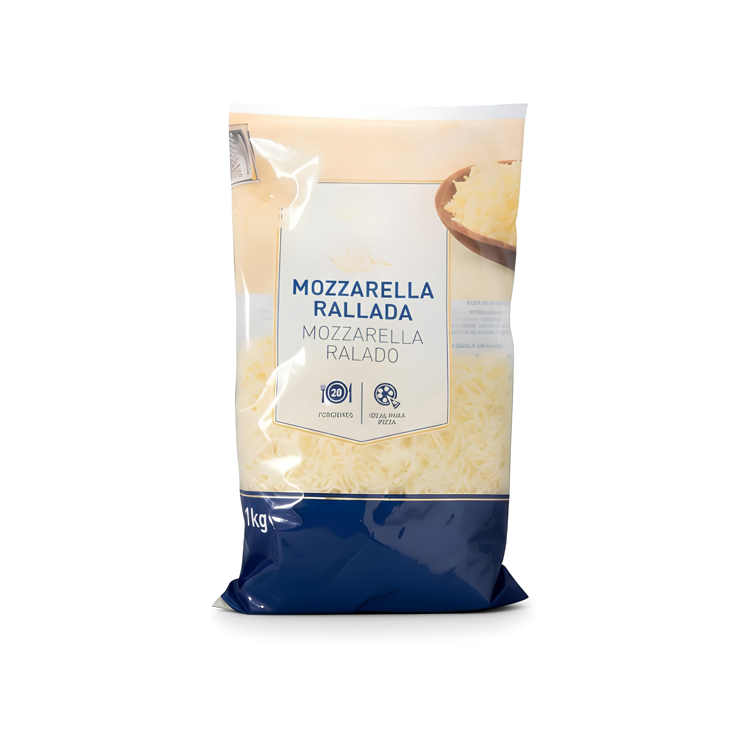 Mozzarella Rallada 1kg - Queso para Fundir y Gratinar para Pizzas, Pastas y Lasañas - Formato Profesional - Ideal para Hostelería y Cocina en Casa - NEXU