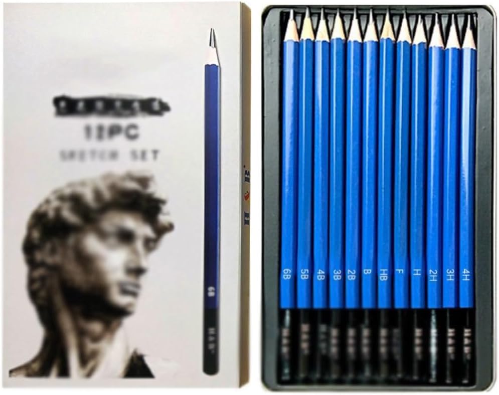 12 Iron Box Pencil Stationery Set Sketch