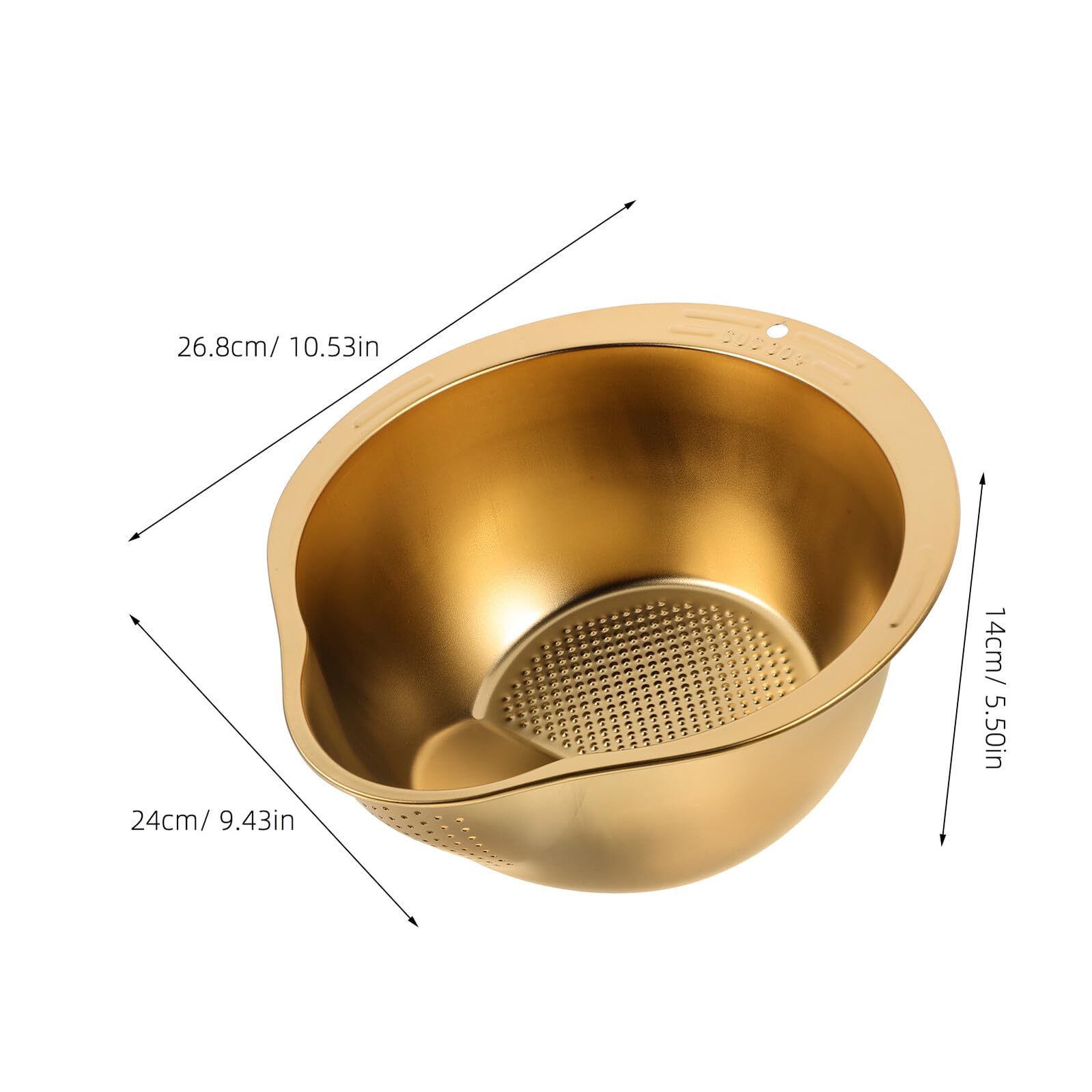 Cesta de Lavado de Acero Inoxidable Dorado para Cocina, Multiusos | Malla Fina, Enjuague de Arroz y Verduras, Superficie Lisa, Elimina Impurezas y Sedimentos, Uso Diario
