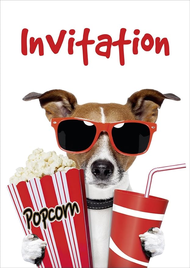 Inviti Compleanno Cinema - 10 Biglietti Festa Bambini, Design Cinema, Testo In Italiano