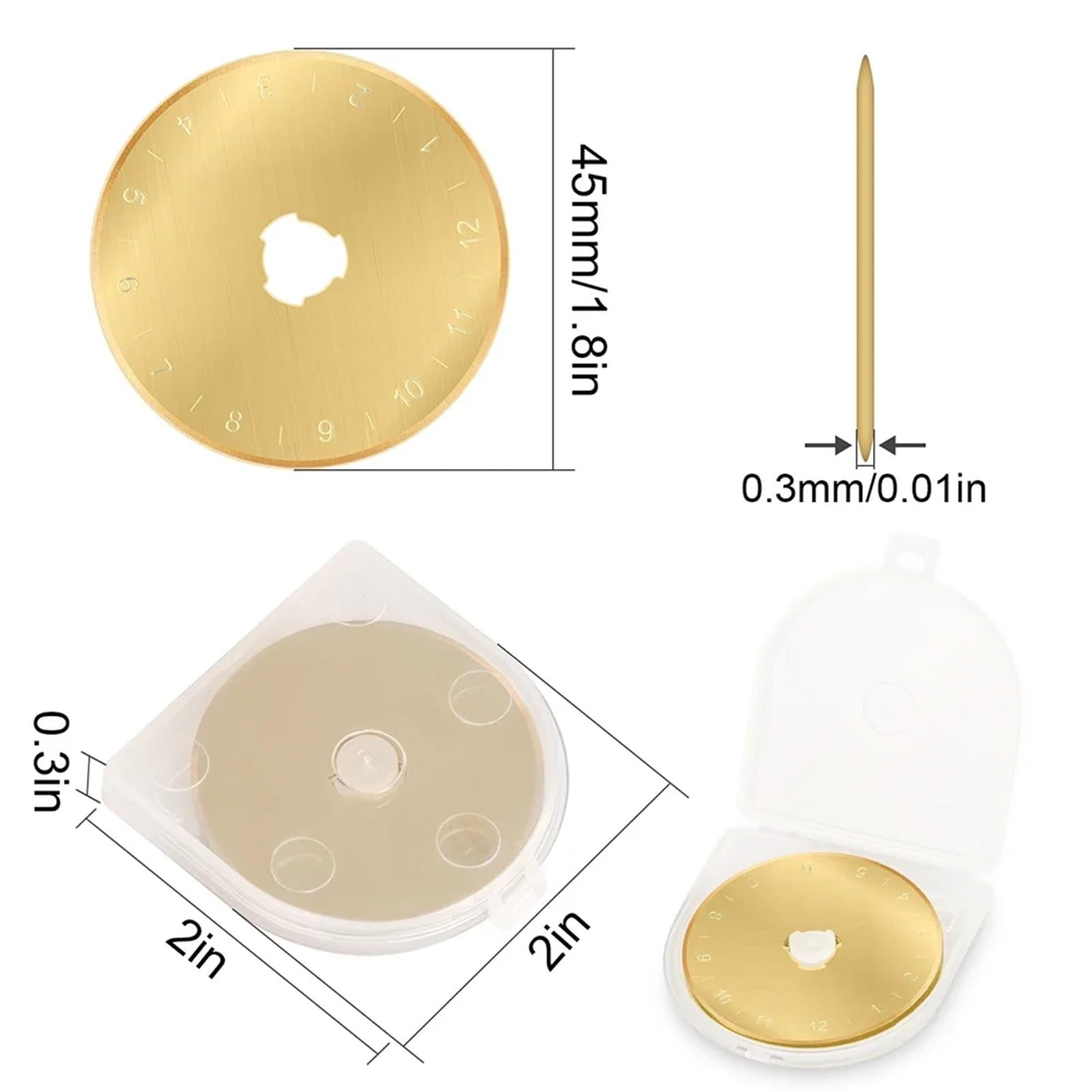 Rotationsschneider-Klingen, 45 mm, beschichtet, perfekt zum Schneiden von Stoff, Nähen, Leder und Papier, 20 Stück
