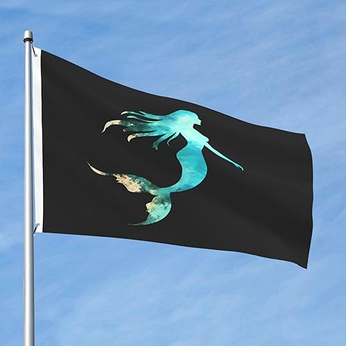 Miniatura 2 de Bandera de jardín con diseño de sirena de animales marinos y océanos de 2 x 3 pies, banderas voladoras de poliéster duradero con ojales para