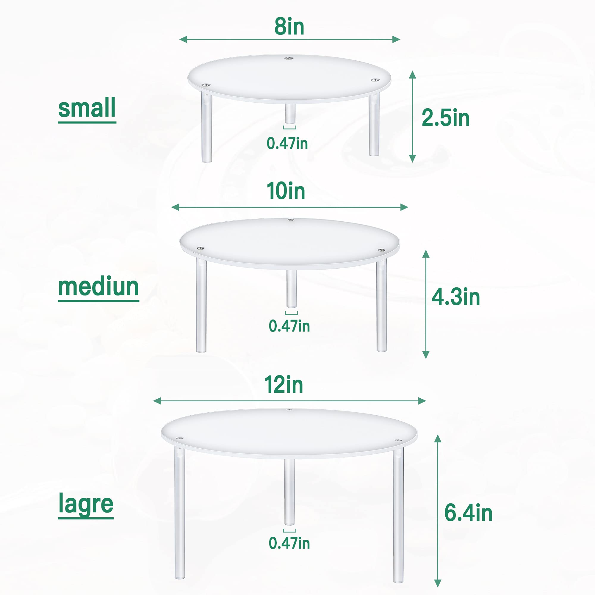 Soporte de acrílico para tartas (3 unidades, reutilizable), diseño redondo