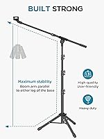 Vista 4 de InnoGear Soporte para micrófono, trípode con brazo articulado, soporte de micrófono de piso con altura ajustable, resistente, con bolsa