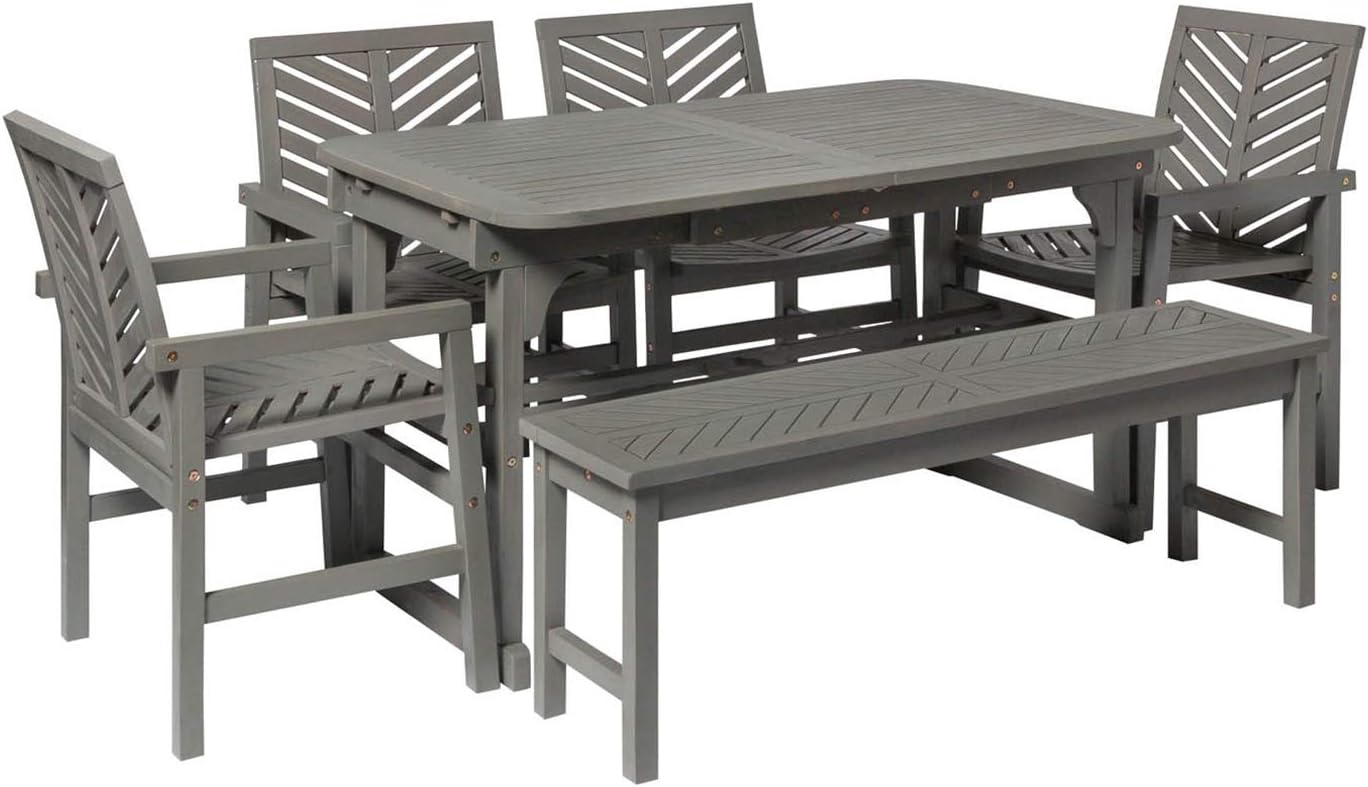 Amazon.com: Walker Edison 6-Piece Extendable Outdoor Patio Dining Set ...