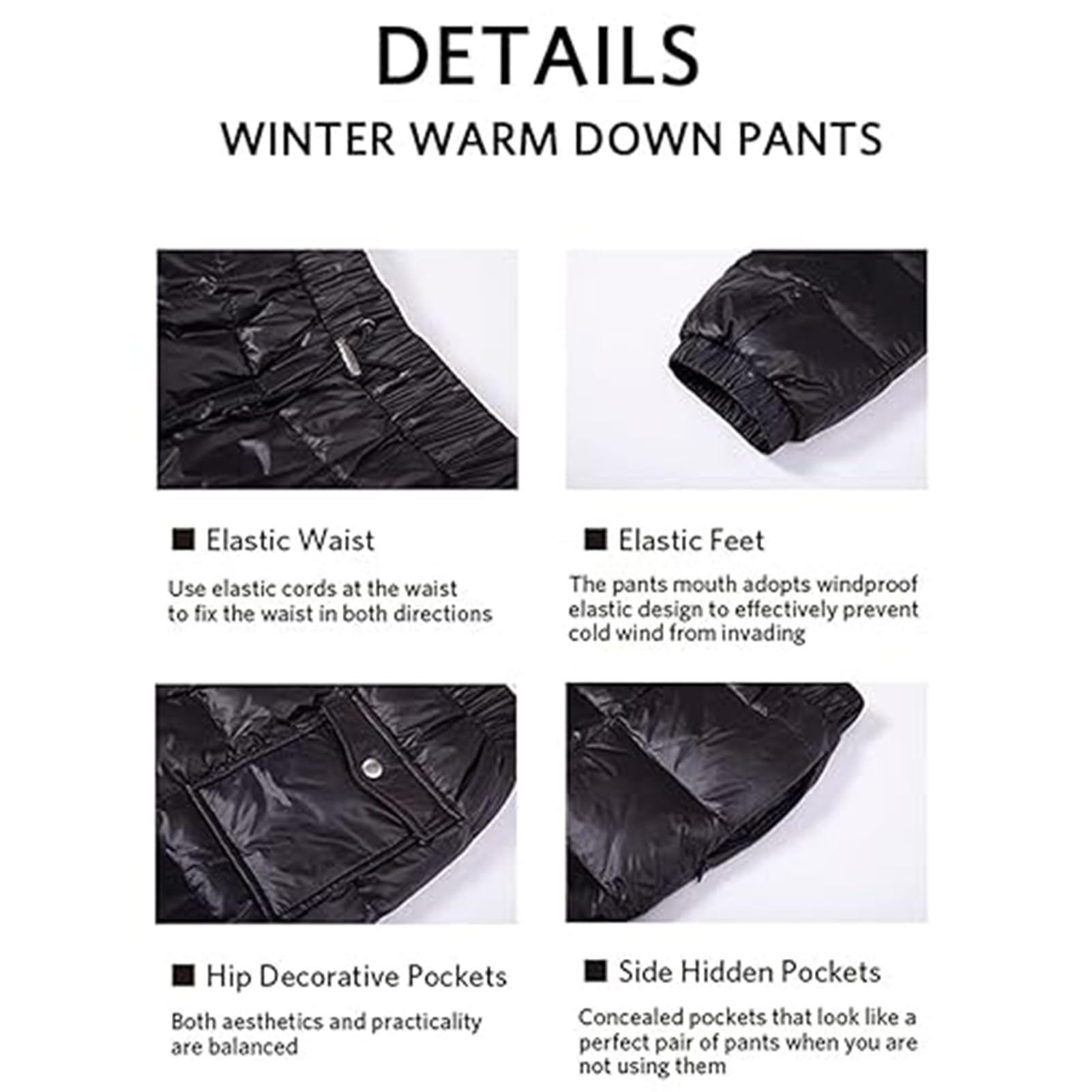 Warme Verstaubare Daunenhose für Den Winter für Herren, Kompressor-Schneehose Ski Pufferhose