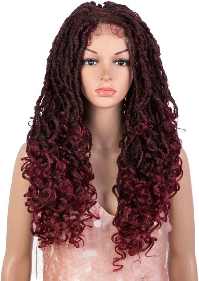Style Icon24" Faux Locs Wigs for Black Women Middle Part Goddess Locs Wig Long Twist Synthetic Wigs (24 Inch Middle Part, T4/118)