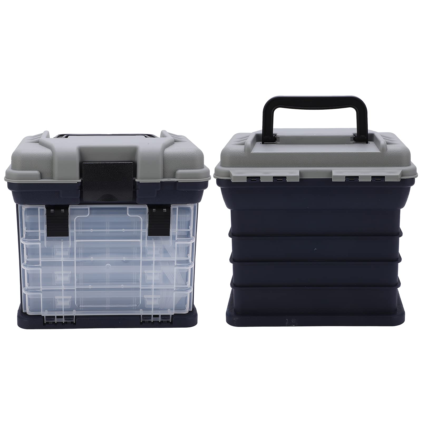 BTSEURY Fishing Tackle Box, Portable Utility 4 Layers Big Fishing Tackle Box, Plastic Handle Carp Fishing Case Tools