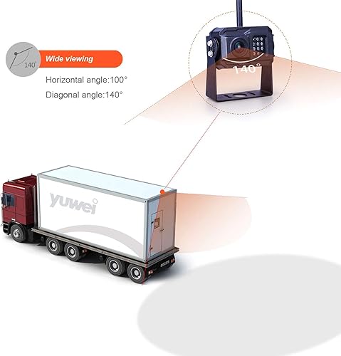 Miniatura 3 de Yuwei YW-77214 - Sistema de cámara digital inalámbrica de respaldo, cámara dual HD 720P, sistema de marcha atrás inalámbrica con visión nocturna y