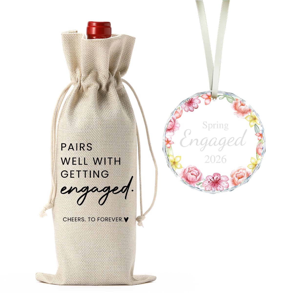Engaged Gifts Engagement Gifts for Couples Her, Engagement Party Decorations for Women Couple Bride Wedding Our Spring Engaged Wine Bag Acrylic Ornament 2026
