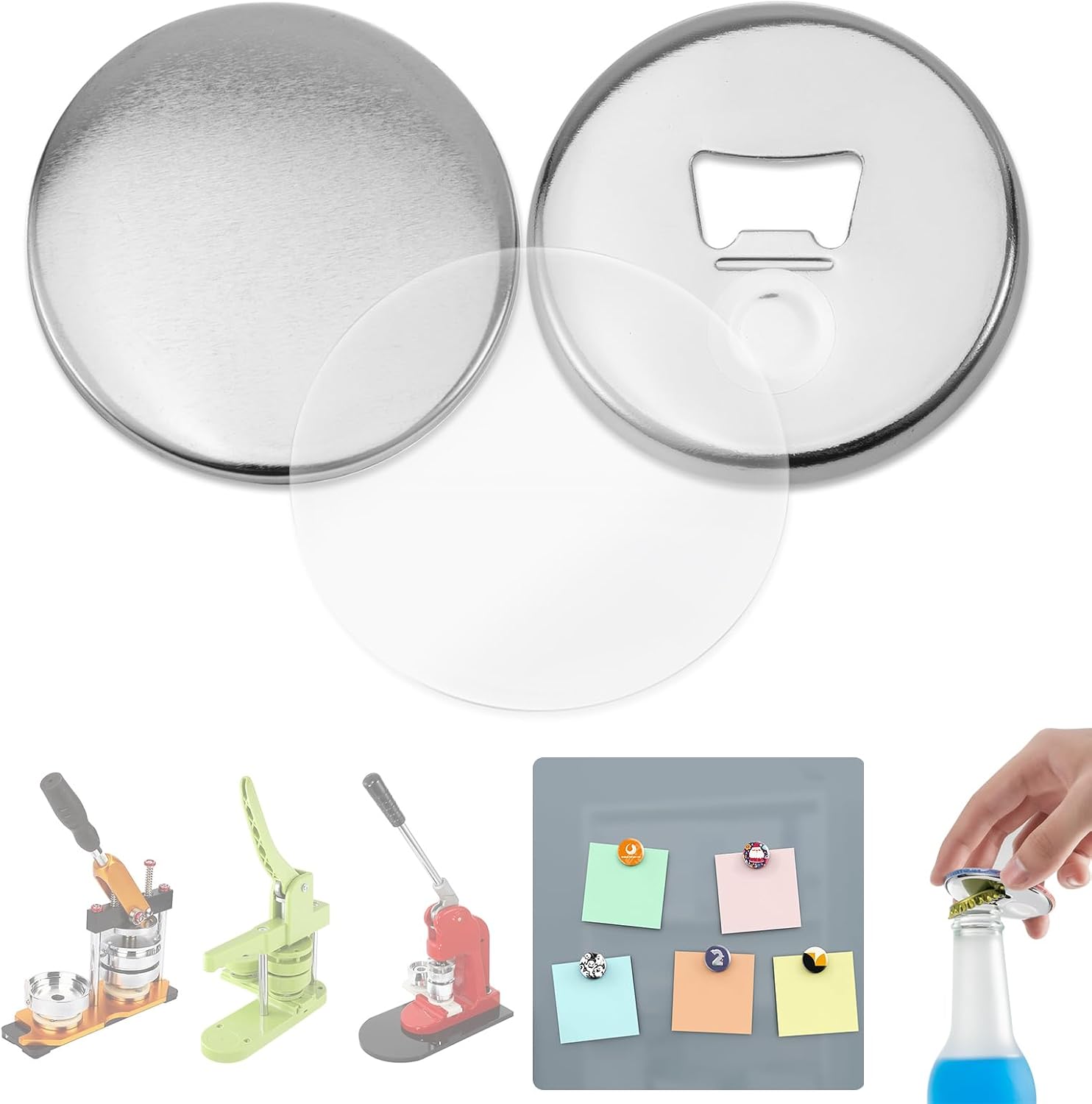 BEAMNOVA 50 Sets 75mm (2.95 in) Button Magnets Bottle Opener Supplies
