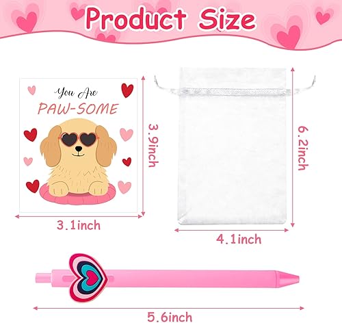 Miniatura 2 de Auch Regalos para el día de San Valentín para niños, paquete de 30 bolígrafos negros a granel con tarjetas de felicitación, regalos de San Valentín,