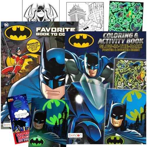 Batman Coloring Set with Glow in the Dark Posters, Stickers - Batman Activity Book Bundle for Boys 2 Coloring Books | Superhero Coloring for Kids image 5
