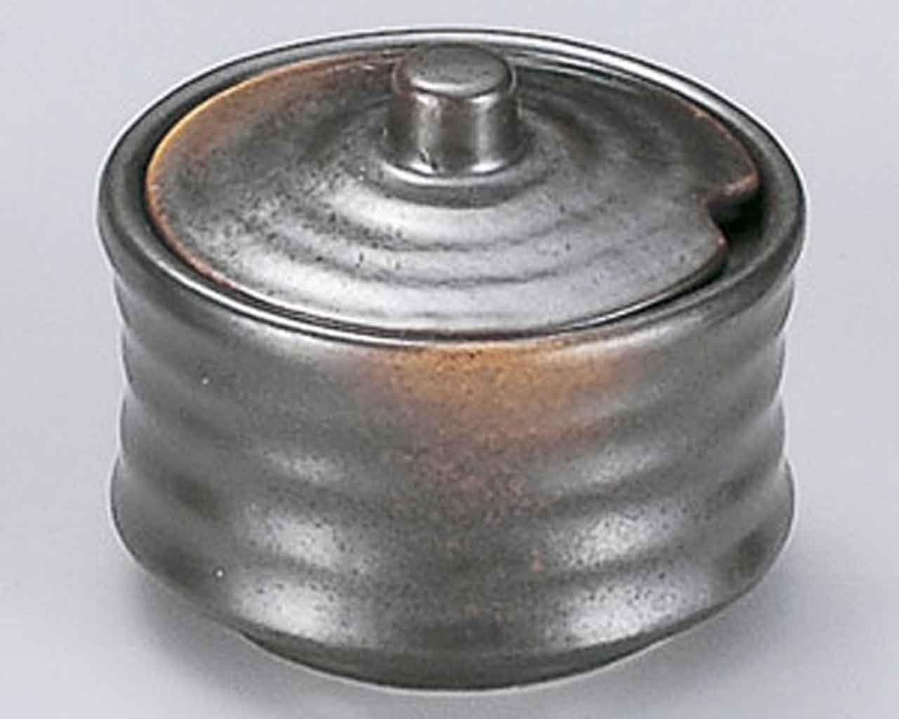 Yakishime 2.6inch Set of 5 Red Pepper Cases Black porcelain