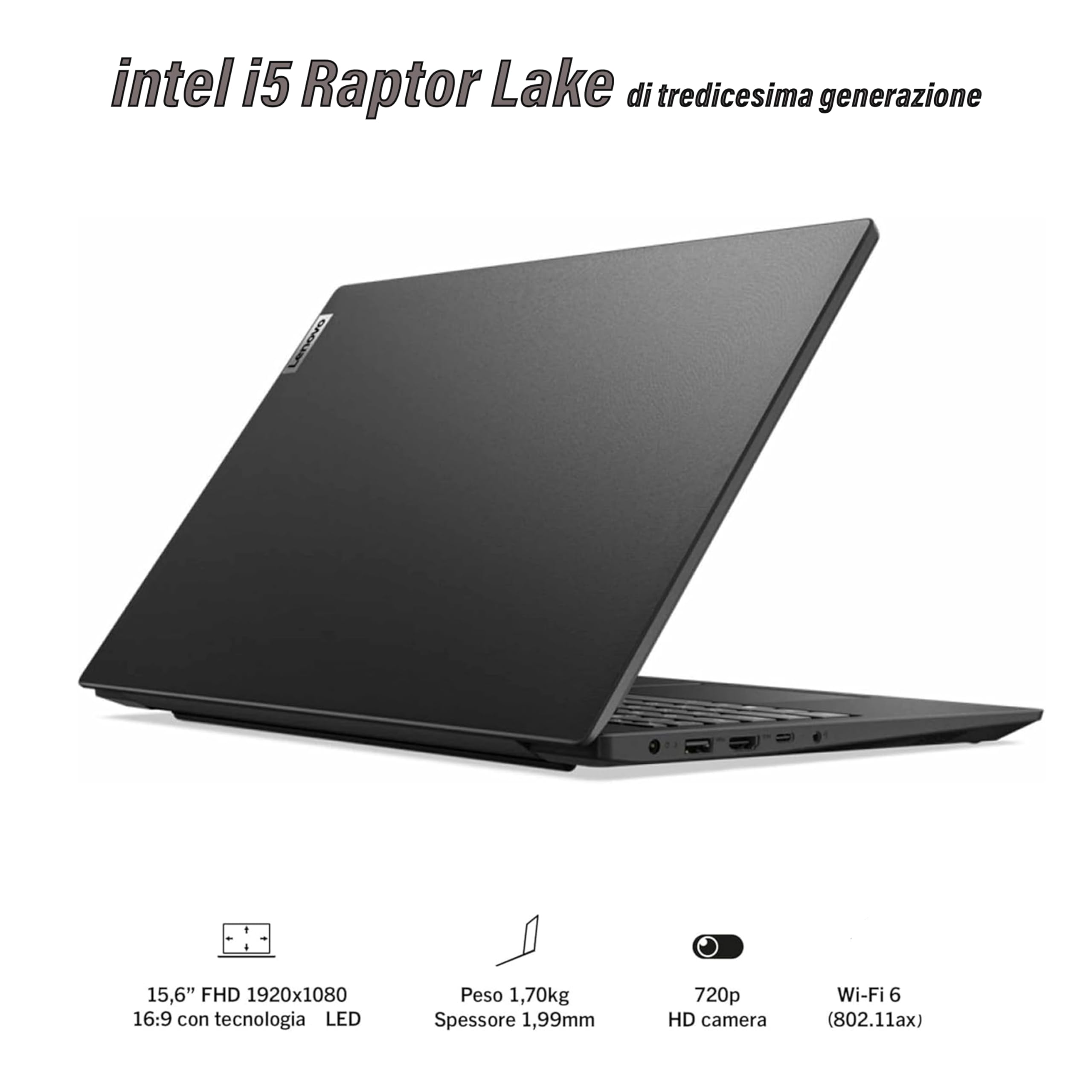Lenovo, pc portatile Notebook, i5 13420H 13th, Raptor Lake, memoria Ram 24Gb, Display IPS FHD 15,6", SSD 1Terabyte, Wi-Fi6, Bt, USB Thunderbolt, Win11, Pronto all'Uso, Garanzia Italia 3 Anni