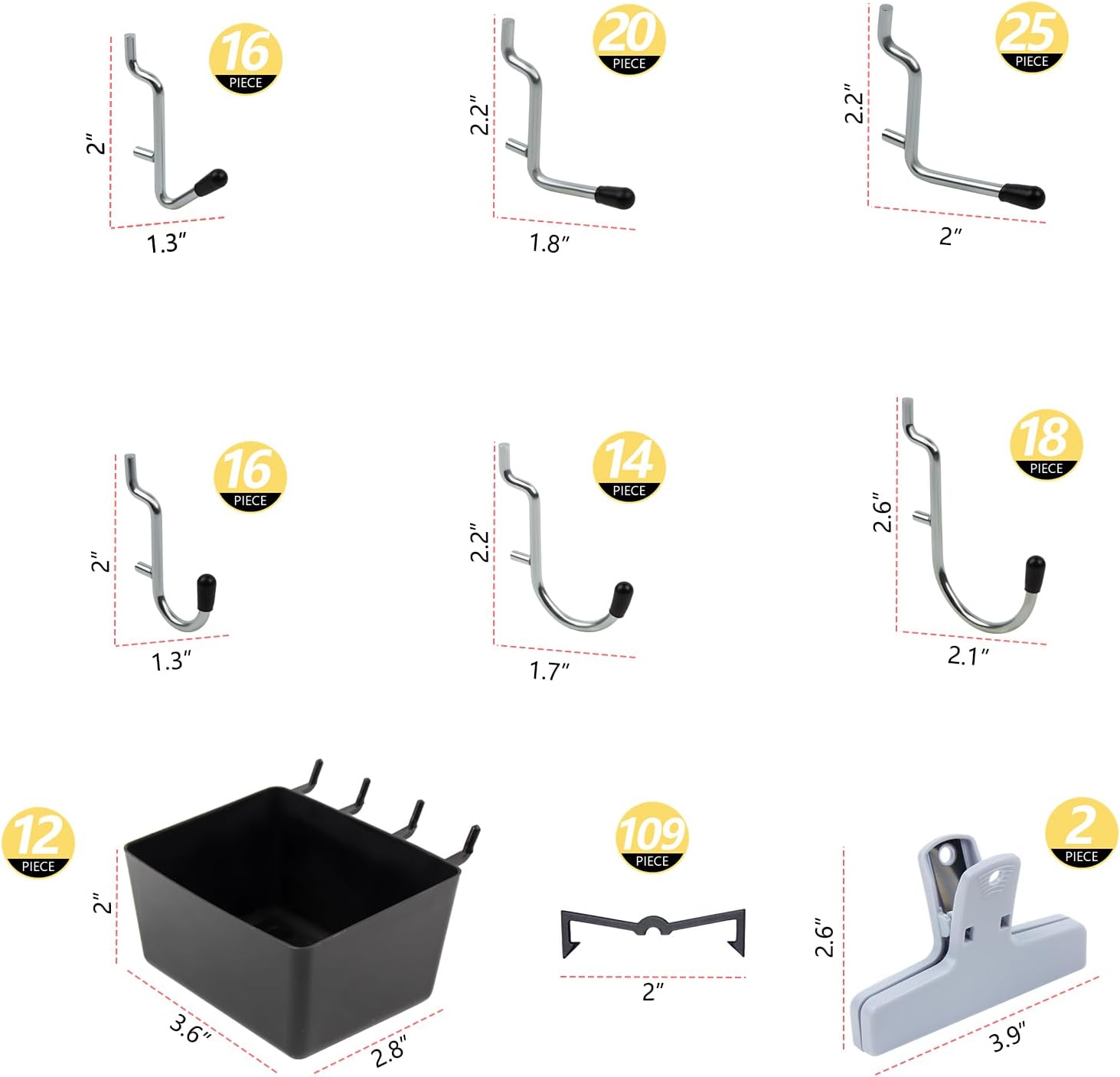 283PCS Metal Pegboard Hooks Organizer Kit for Organizing Various Tools - Heavy Duty 1/4" & 1/8" Pegboard Accessories with Pegboard Bins, Wall Mount Tool Storage for Garage, Workshop & Kitchen