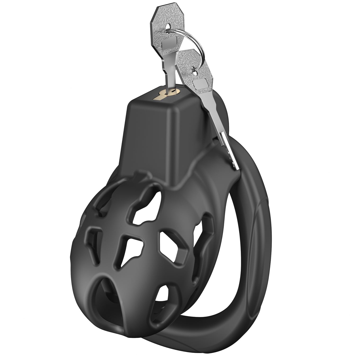 Meeteel Hohldesign Peniskäfig für Männer Harz Keuschheitskäfig Herren Sexspielzeug mit 5 Penisringe 3D Chastity Cage Male SM Penis Käfig Extrem Schwarz Keuschheitsgürtel Fesseln & Bondage, Klein