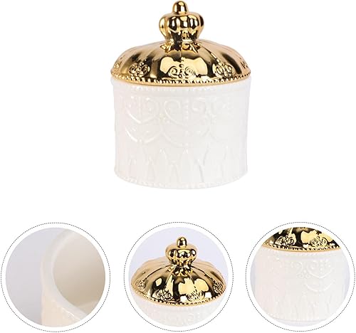 Miniatura 3 de Luxshiny Joyero de cerámica con tapa, organizador de exhibición de joyas, contenedor de almacenamiento de baratijas, recipiente para aretes, cuenco