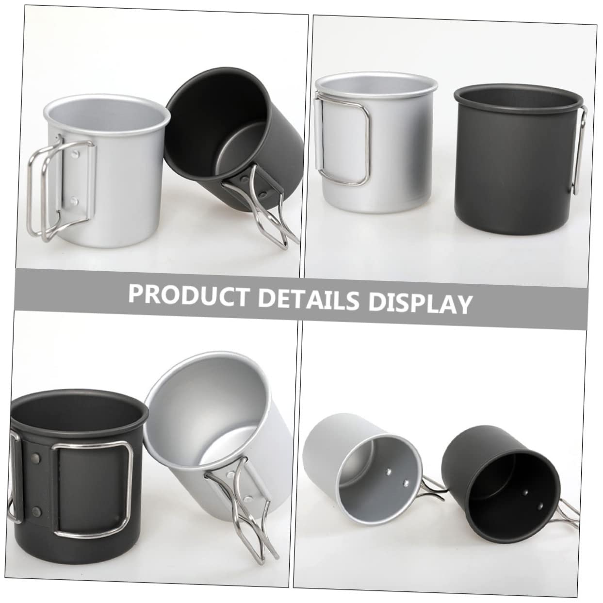 BESPORTBLE 4pezzi Bicchiere Pieghevole Lega Di Alluminio Per Campeggio Tazza Portatile Per Caffè e Bevande Per Escursionismo e Outdoor Design Elegante e Resistente