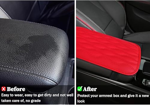 Miniatura 5 de Funda para consola central de automóvil, piel sintética, impermeable, para reposabrazos, suave, antideslizante, protector de caja de asiento para