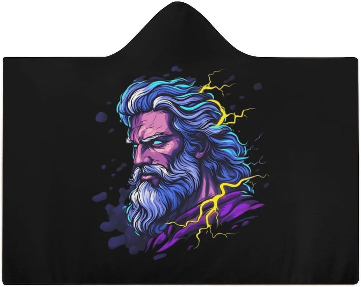 Zeus Greek God with Thunder Fashion Wearable Blanket Hoodie Fleece Throw Cloak Robe Unisex
