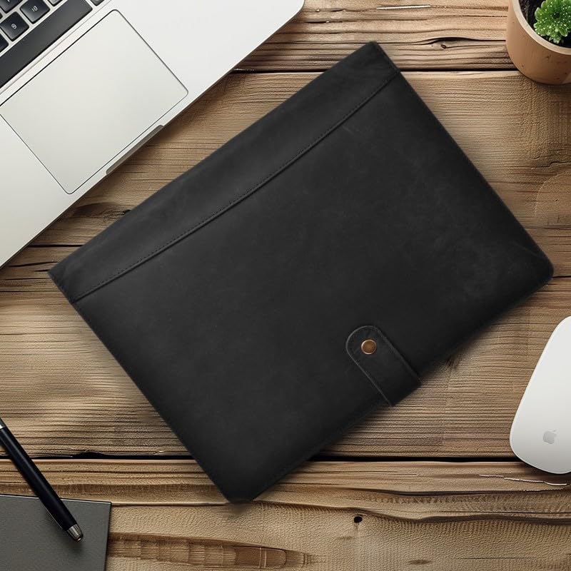 Miniatura 8 de Leather Village Organizador de cartera de cuero, padfolio profesional de negocios para hombres y mujeres, elegante soporte para tarjetas de