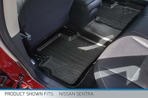 Miniatura 2 de SMARTLINER Forros negros de segunda fila para todo tipo de clima, compatibles con Nissan Sentra 2020-2024 (solo compatible con modelos Sedan)