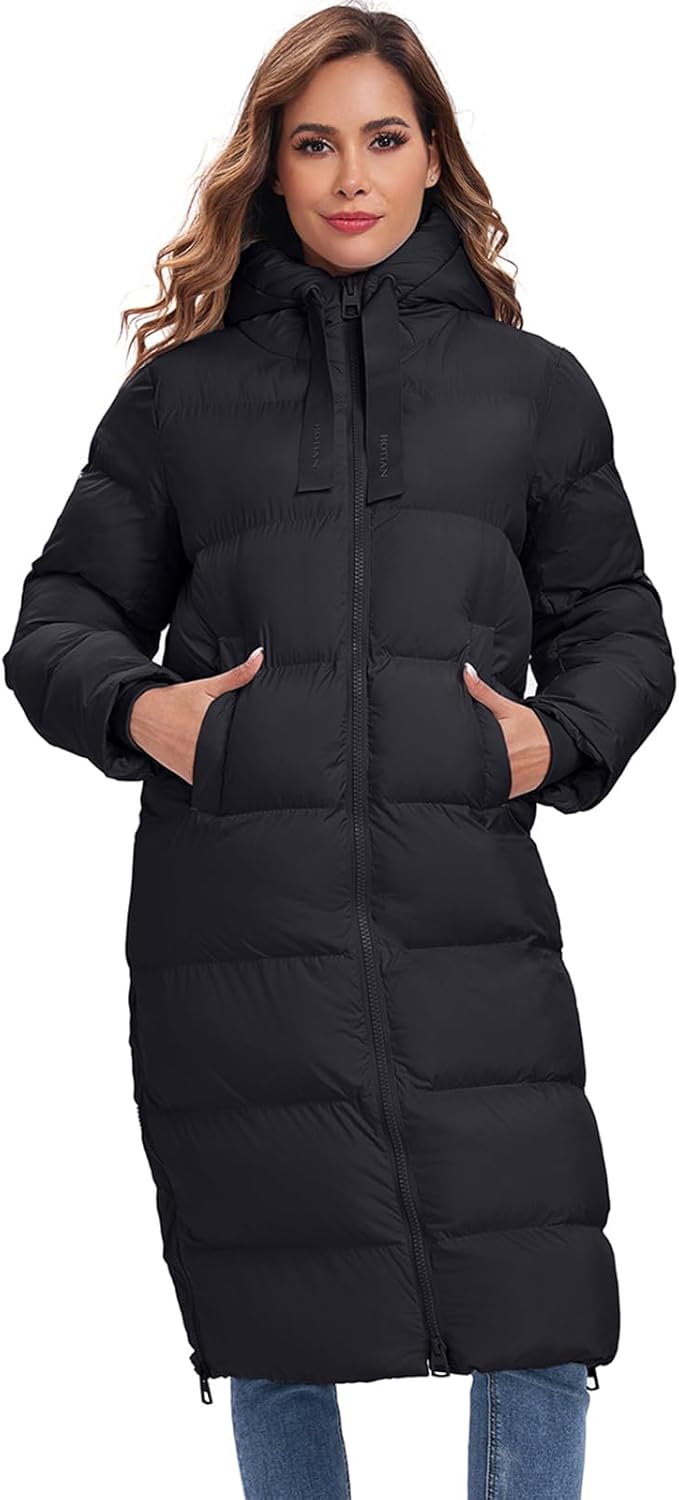 HOTIAN Womens Winter Maxi Long Puffer Coat Thicken Hooded Down Quilted Padded Jacket Winter Warm Outerwear - Image 4
