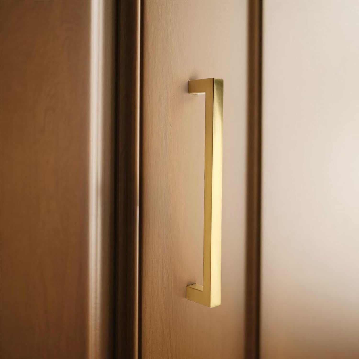 10 Pack Gold Kitchen Handles for Cabinets, Solid Zinc Drawer Dresser Pulls 5 Inch, Suqare Furniture Hardware for Bedroom Bathroom, Champagne Bronze
