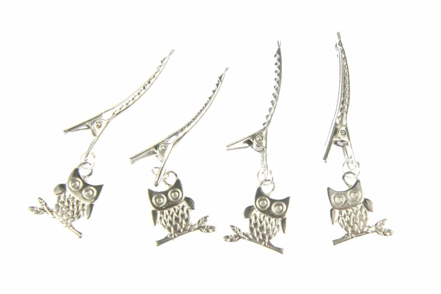 Miniblings Set 4 Mollette Per Capelli Con Gufo - Fatte A Mano In Metallo, 18 Mm, Gioielli Per Capelli Per Bambine E Donne, Made In Berlin - 2