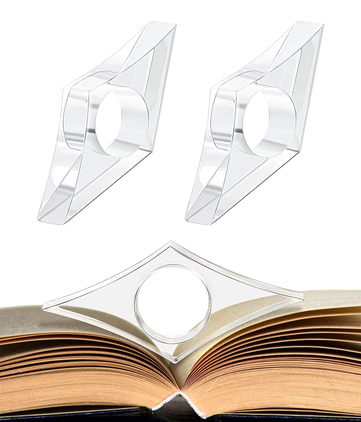 2 Pcs Separador De Paginas Libro Pulgar Sujeta, Separador De Paginas Libro, Marcador de Pulgar Transparente Soporte para Libro de Pulgar, Libros Marcadores de Soporte de Página de Libro de Pulgar