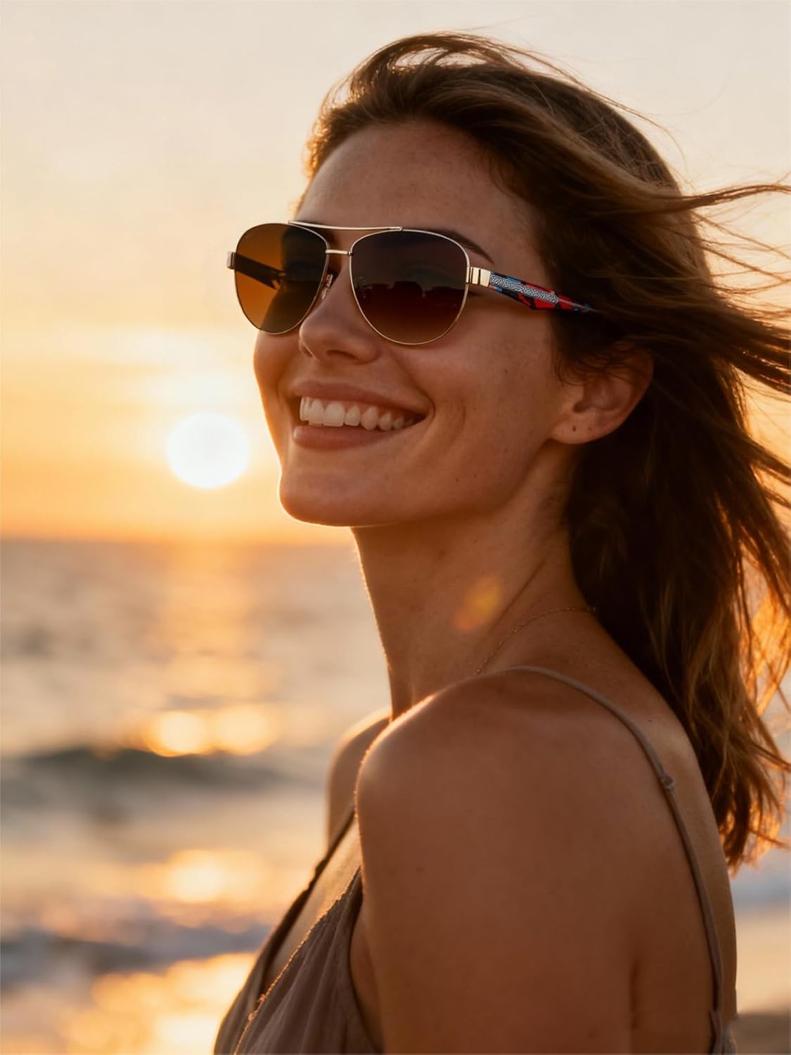 CARFIA Acetate Metal Sunglasses for Women Polarized UV Protection Trendy Fashion Style CA2305 - Image 2