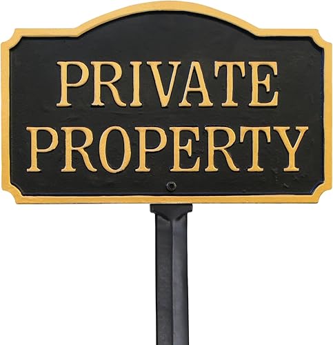 SmartSign Placa de declaración GardenBoss de 5.75 x 9.5 pulgadas con estaca de césped de 21 pulgadas, aluminio inoxidable de 375 mil, negro y