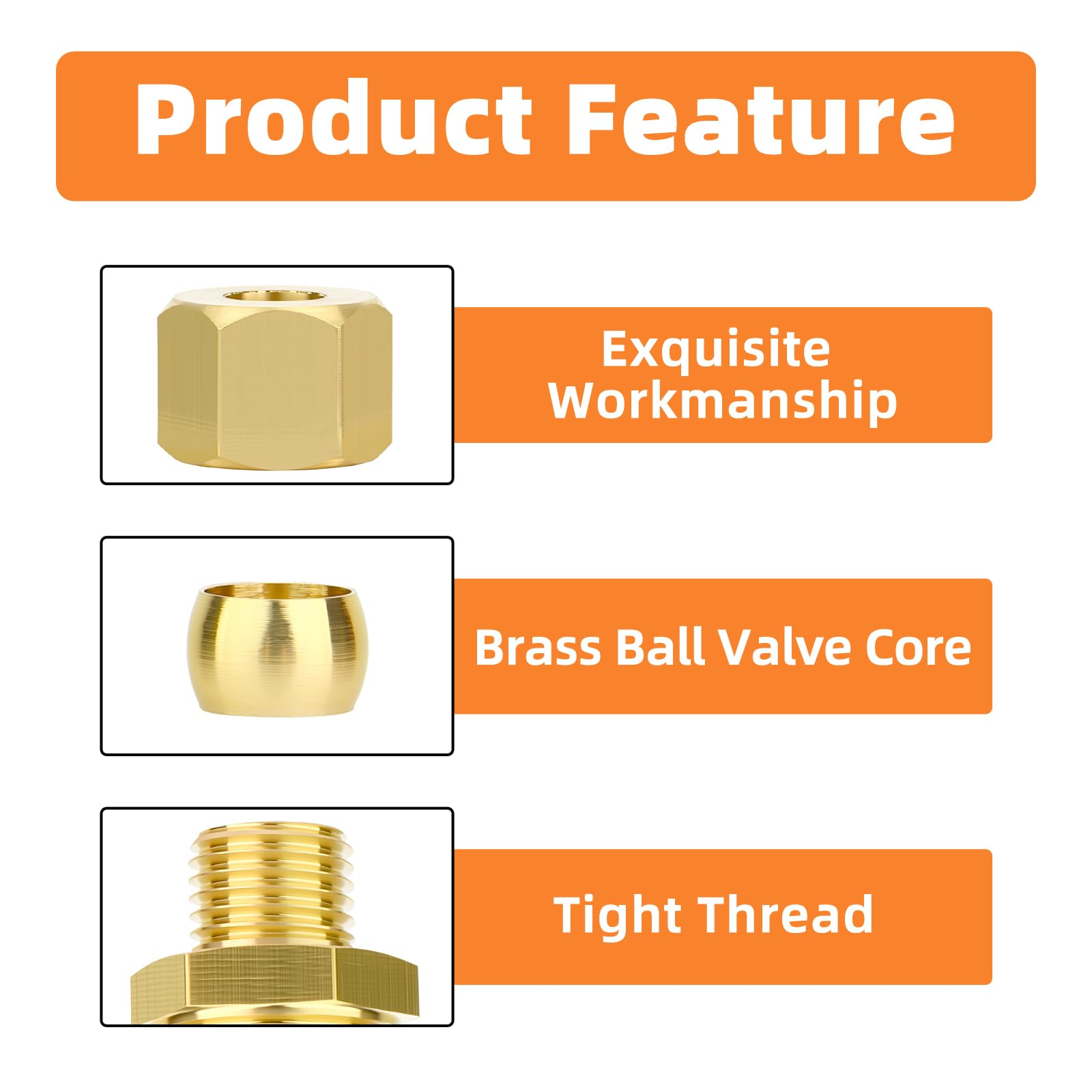 GASHER 5 pièces raccord de tuyau à compression en laiton, diamètre extérieur du tuyau 8mm x raccord mâle 1/2" BSP