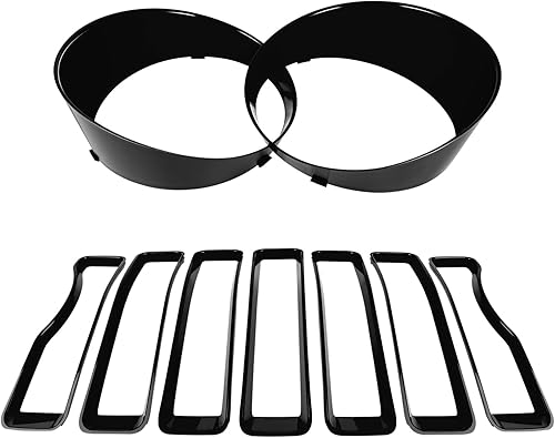 Miniatura 9 de Insertos de malla para rejilla delantera y cubierta de faros para Jeep Wrangler JL JLU Sport & Sport S Solo 2018-2023 Accesorios exteriores con clip