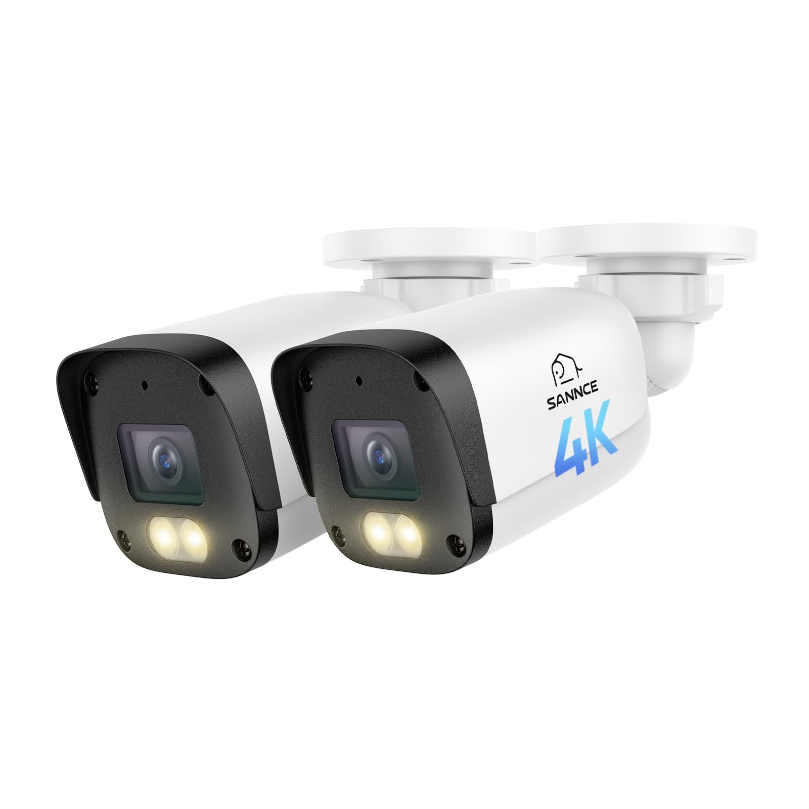 SANNCE 4K PoE CCTV Cameras 2 Pack, Outdoor Security Camera 8MP with Audio