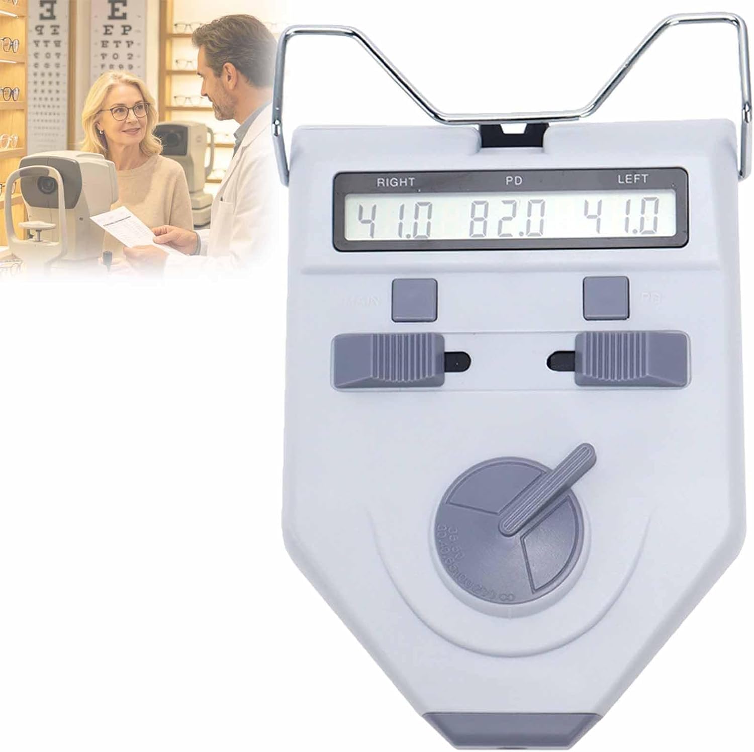 Pupilómetro óptico digital, medidor preciso de la distancia interpupilar con pantalla LCD, bajo consumo y apagado automático, precisión ajustable ±0,1/0,2/0,5 mm y distancia interpupilar binocular de